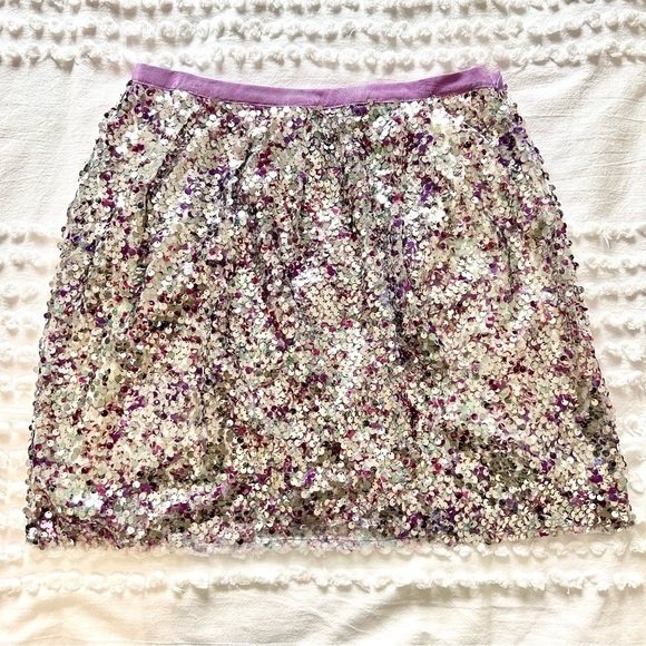 J. Crew Dresses & Skirts - J CREW Unicorn Mermaid Silver Purple Fete Sequin Mini Skirt Faux Wrap Size 4